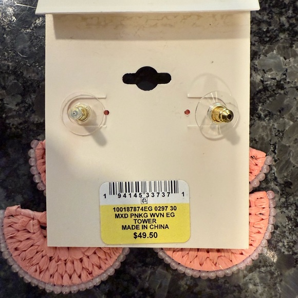 On 34th Chic Light Pink Woven and Beaded Dangle Earrings - Picture 4 of 5